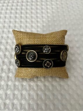 Chico's Black Multi-Row Button Accent Wrap Bracelet